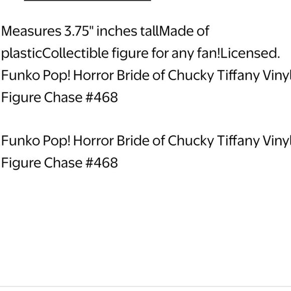 Funko Pop Horror Bride Of Chucky Tiffany Figure Chase #468 - Picture 3 of 5